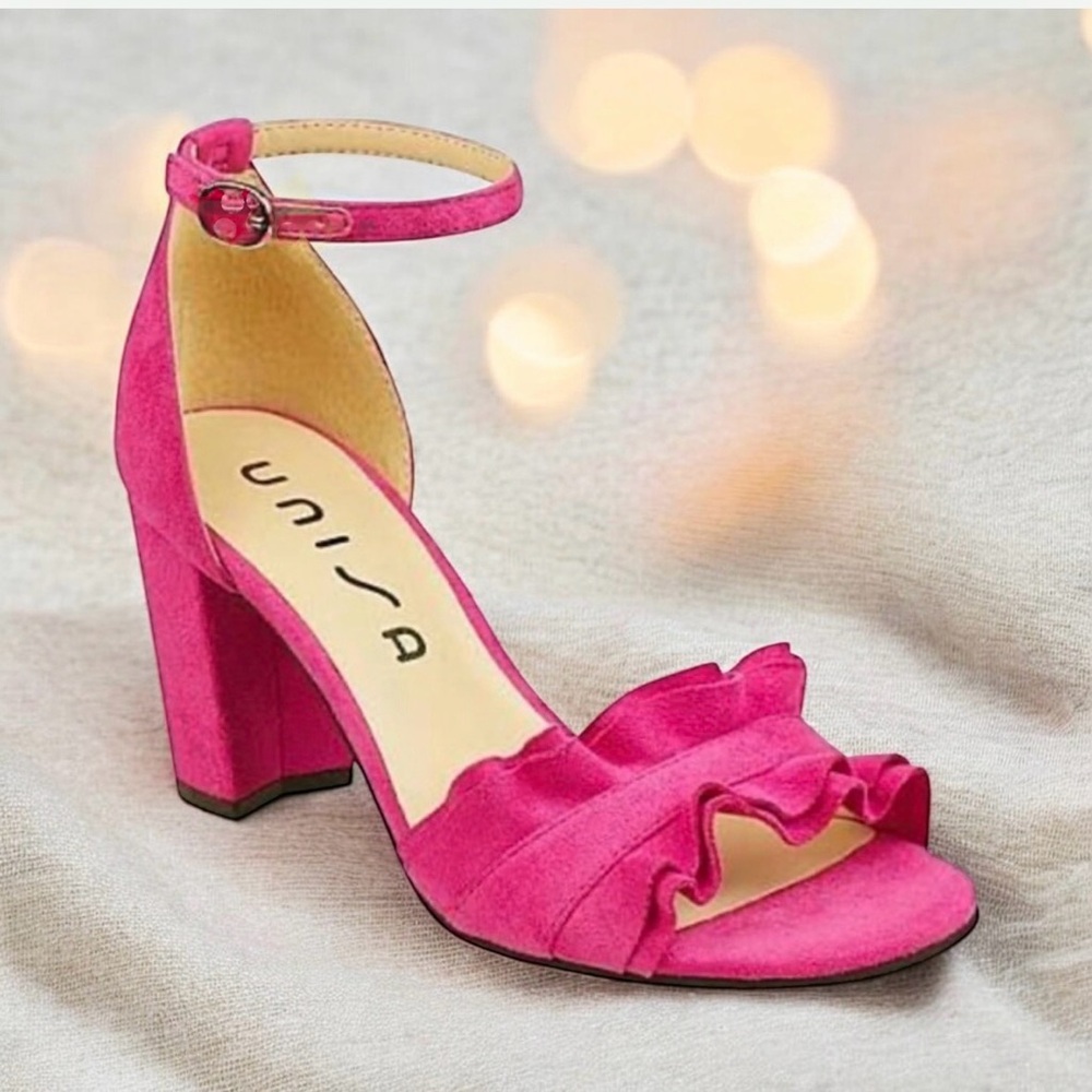 UNISA Hot Pink Diara faux suede block heel sandals women’s size 9
